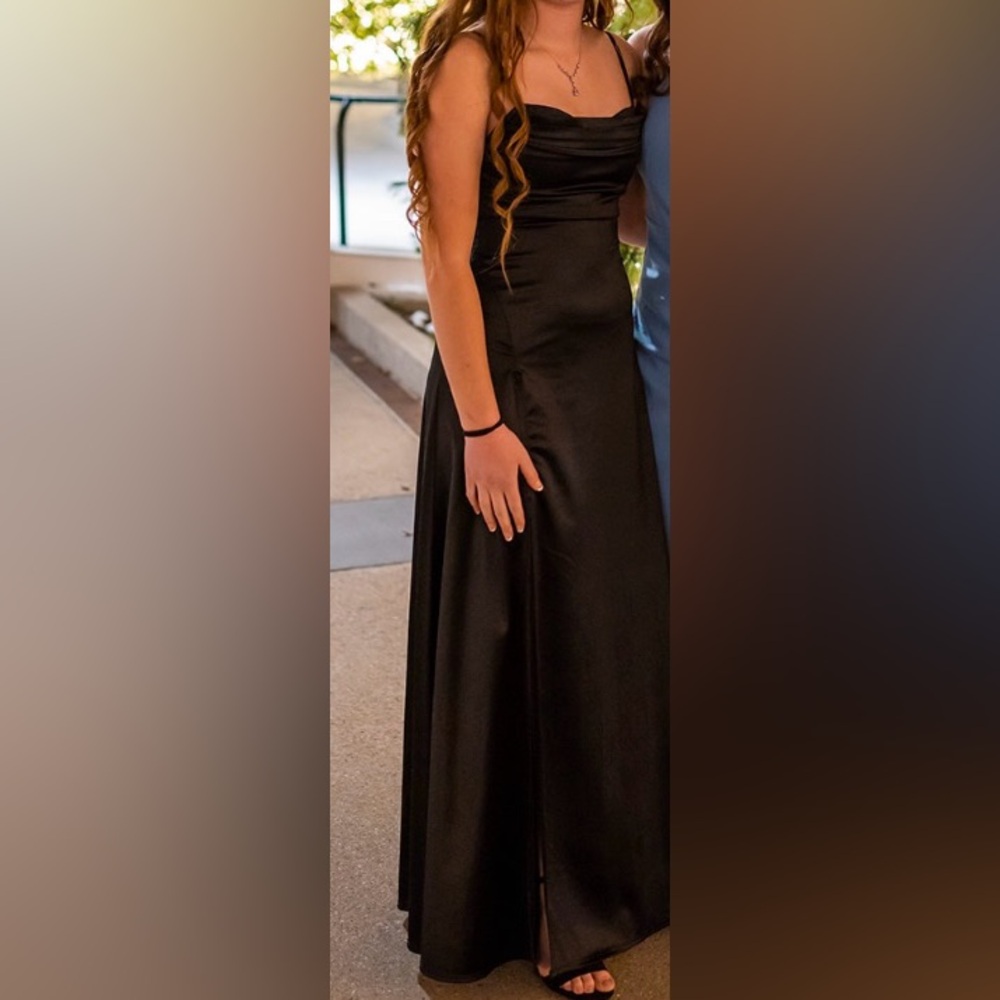 Windsor Straight Fit Black Dress with Slit